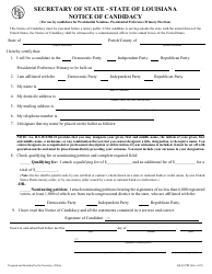 Document preview: Form QF-42 PPP Notice of Candidacy (For Use by Candidates for Presidential Nominee, Presidential Preference Primary Election) - Louisiana