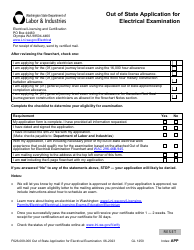 Form F626-009-000 Out of State Application for Electrical Examination - Washington, Page 7