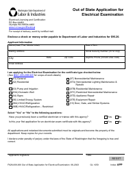 Form F626-009-000 Out of State Application for Electrical Examination - Washington, Page 8