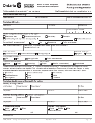 Document preview: Form 3034E Skillsadvance Ontario Participant Registration - Ontario, Canada