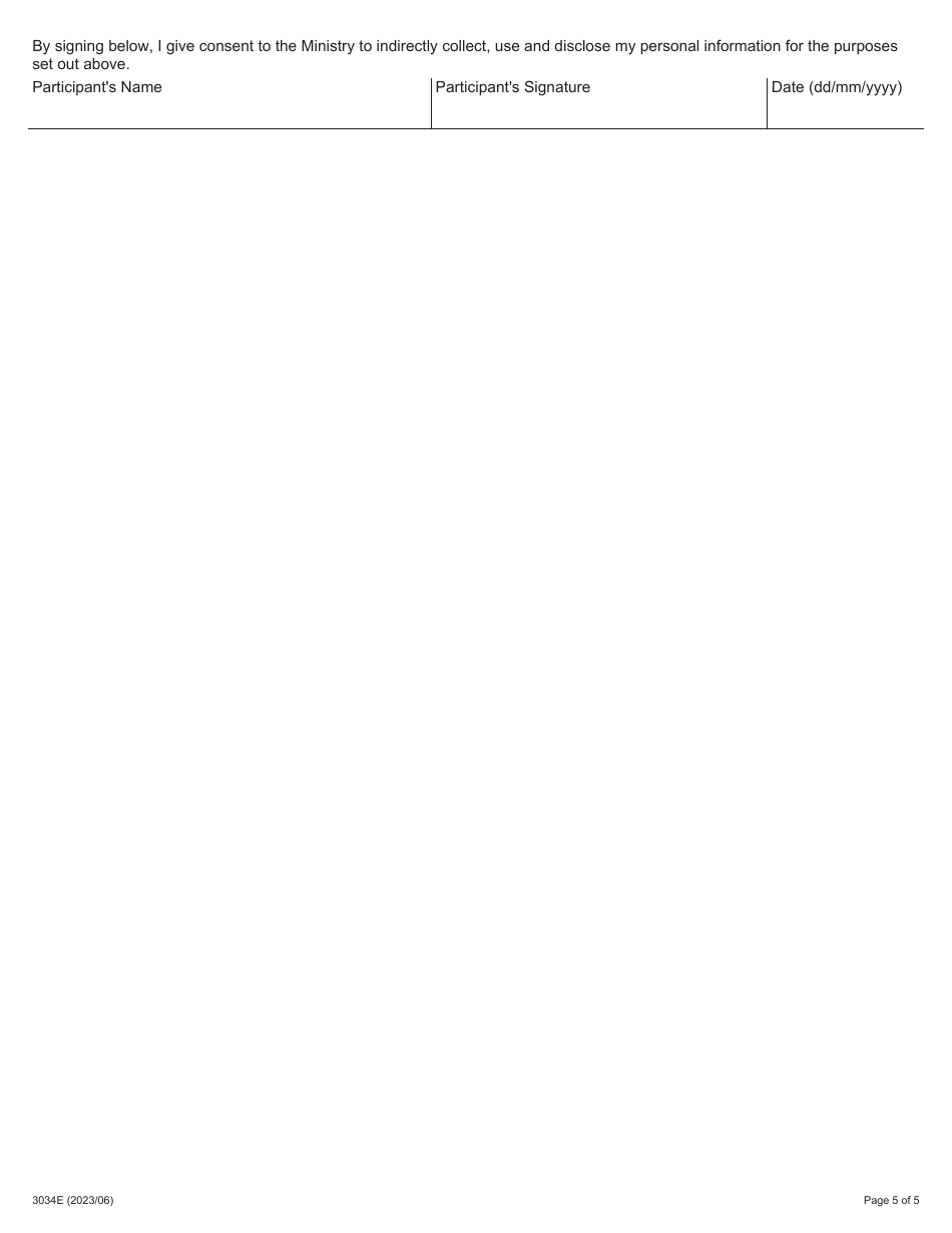 Form 3034E Skillsadvance Ontario Participant Registration - Ontario, Canada, Page 5