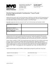 Document preview: Home Improvement Contractor Trust Fund Enrollment - New York City