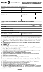 Form ON00306E Ontario Employment Assistance Services Training Incentive Placement Agreement - Ontario, Canada
