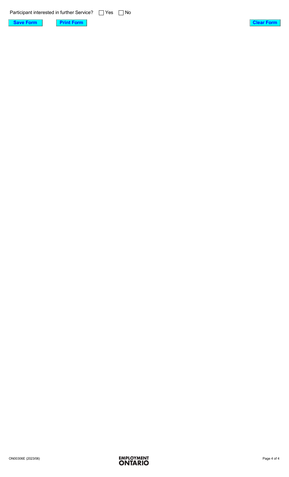 Form ON00306E Ontario Employment Assistance Services Training Incentive Placement Agreement - Ontario, Canada, Page 4