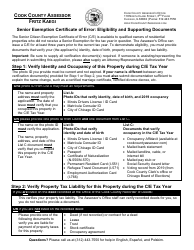 Senior Exemption Certificate of Error (C/E) Application - Cook County, Illinois, Page 2