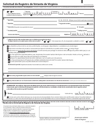 Document preview: Formulario VA-NVRA-1 Solicitud De Registro De Votante De Virginia - Virginia (Spanish)