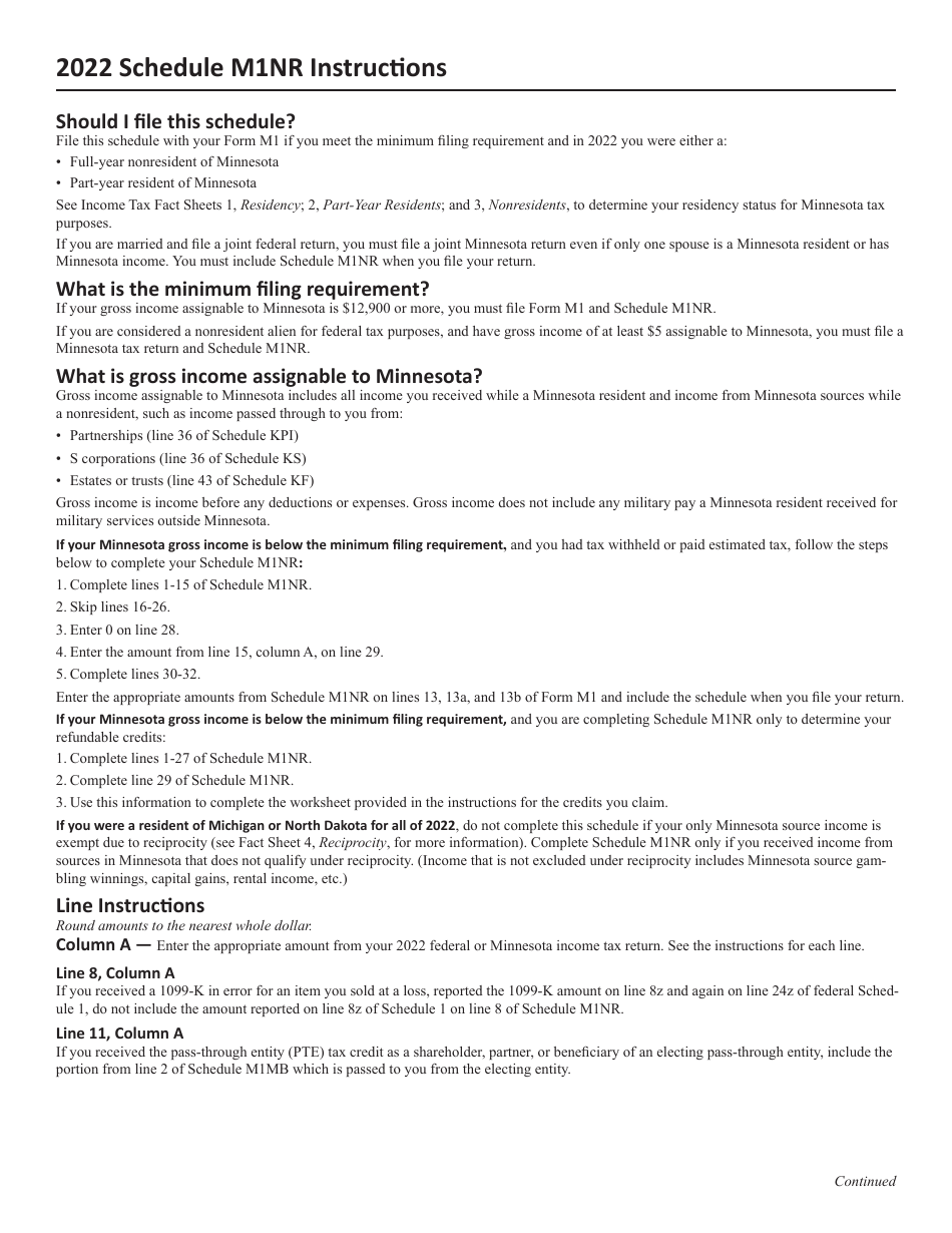 Schedule M1NR Nonresidents / Part-Year Residents - Minnesota, Page 3