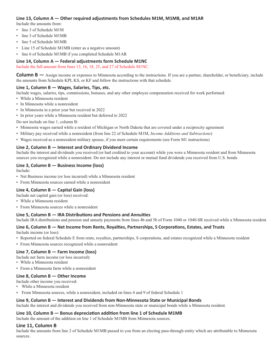 Schedule M1NR Nonresidents / Part-Year Residents - Minnesota, Page 4