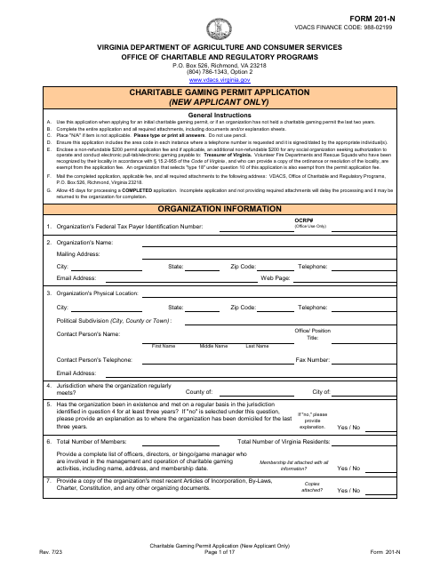 Form 201-N  Printable Pdf