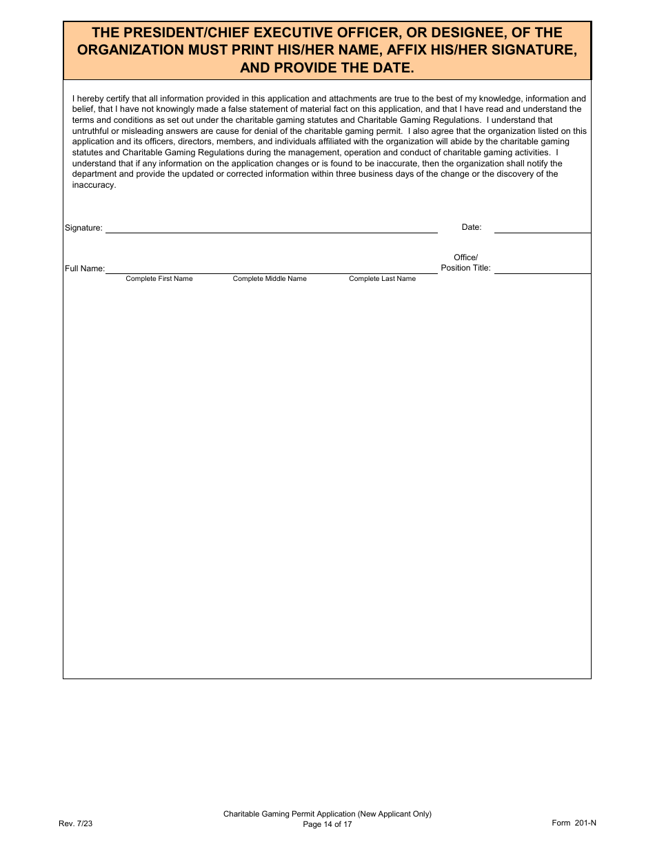 Form 201-N Charitable Gaming Permit Application (New Applicant Only) - Virginia, Page 14