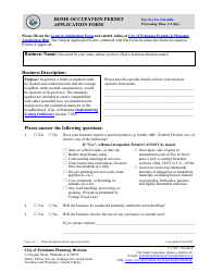 Document preview: Home Occupation Permit Application Form - City of Petaluma, California