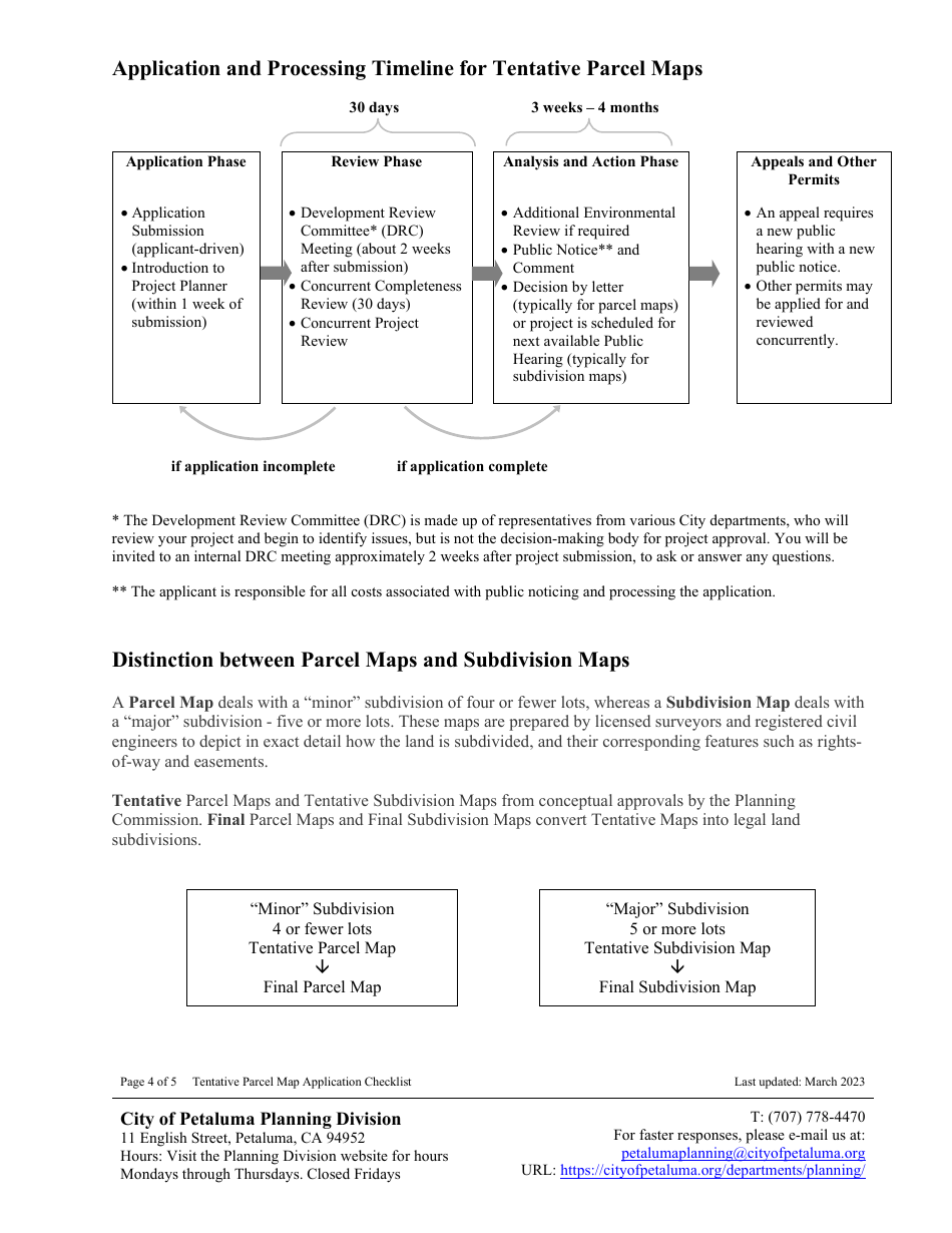 Tentative Parcel or Subdivision Map Application Checklist - City of Petaluma, California, Page 4
