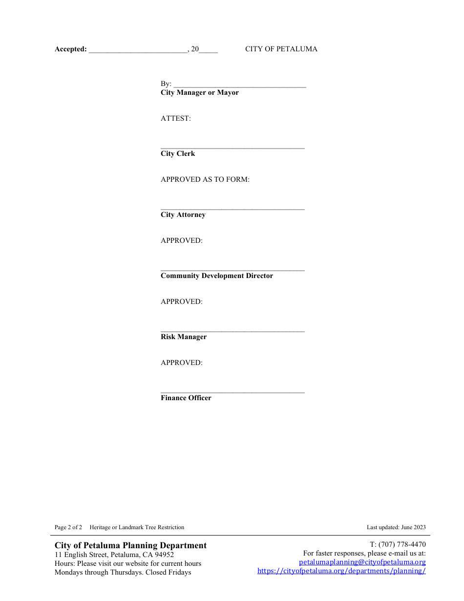 Heritage or Landmark Tree Restriction - City of Petaluma, California, Page 2