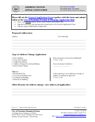 Document preview: Address Change Application Form - City of Petaluma, California