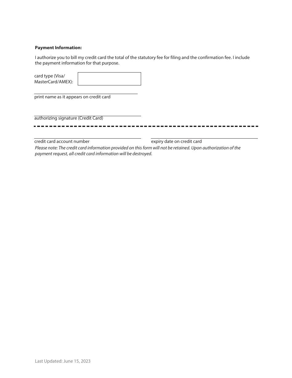 Form 118 Fax Cover Sheet - British Columbia, Canada, Page 3