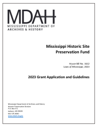 Document preview: Mississippi Historic Site Preservation Fund Grant Application - Mississippi, 2023