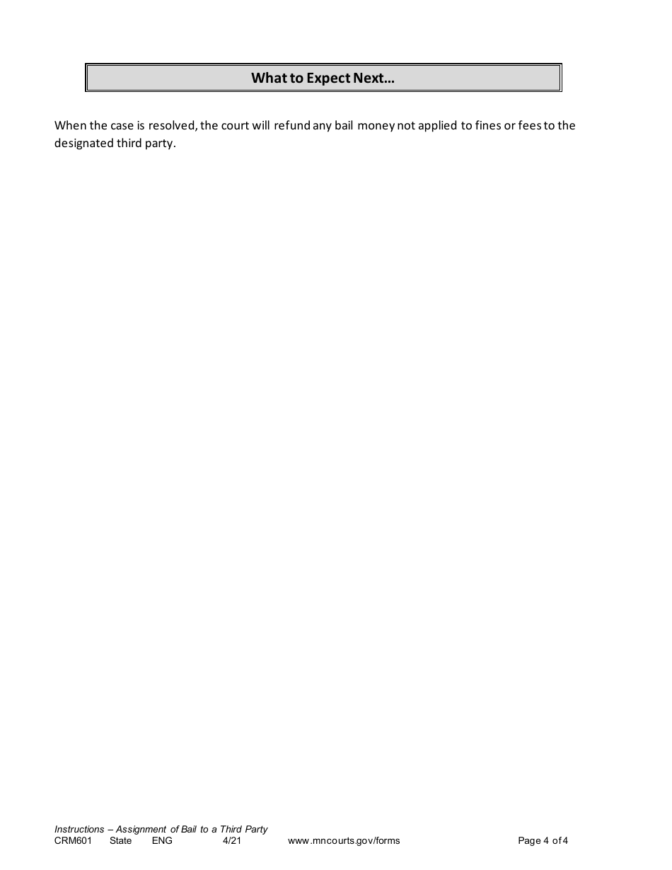Form CRM601 Instructions - Defendants Assignment of Bail to a Third Party - Minnesota, Page 4