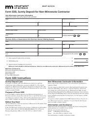 Document preview: Form SDD Surety Deposit for Non-minnesota Contractor - Draft - Minnesota