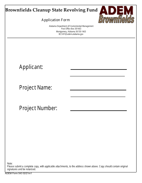 ADEM Form 543  Printable Pdf
