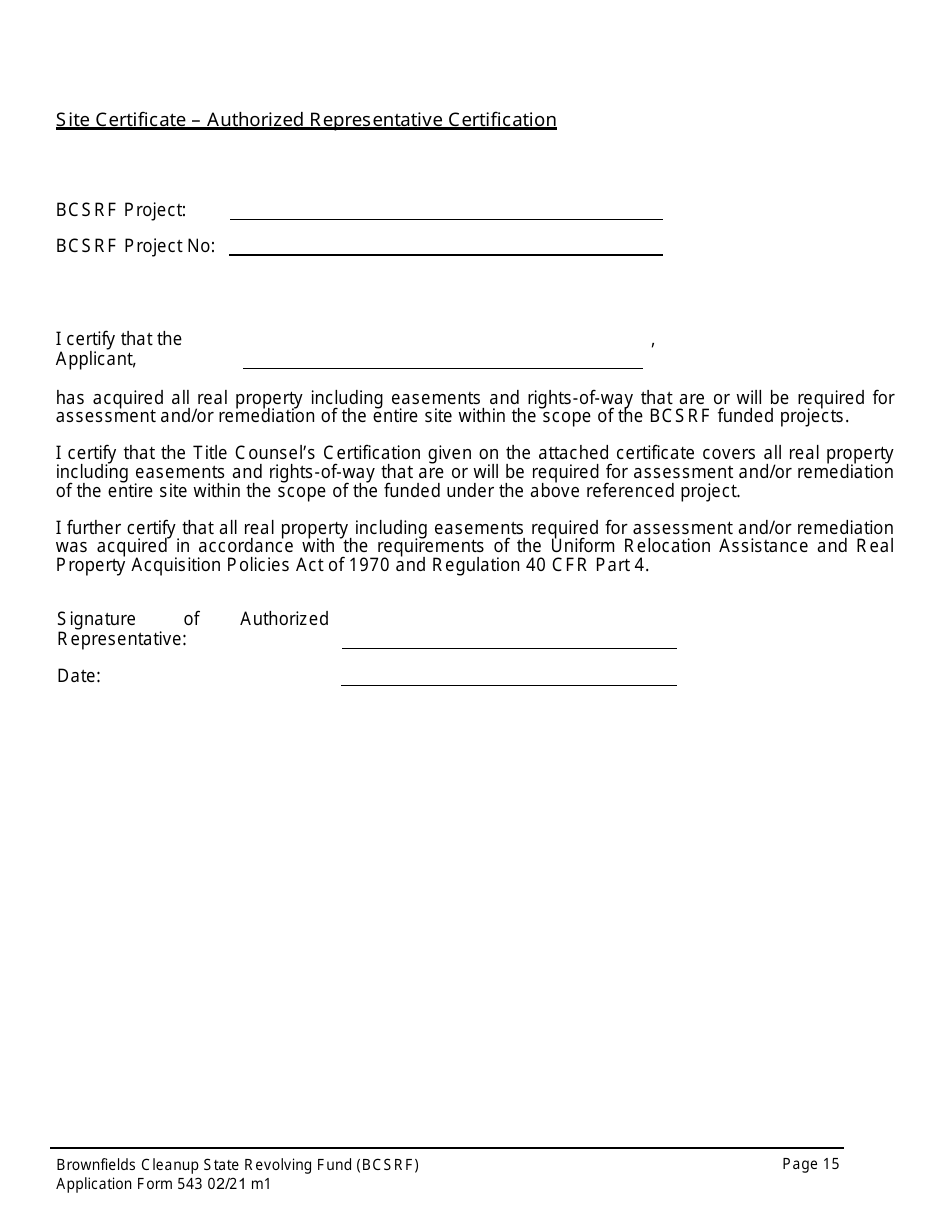 ADEM Form 543 Brownfields Cleanup State Revolving Fund Application Form - Alabama, Page 12