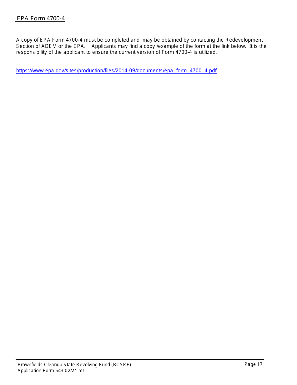 ADEM Form 543 Brownfields Cleanup State Revolving Fund Application Form - Alabama, Page 14