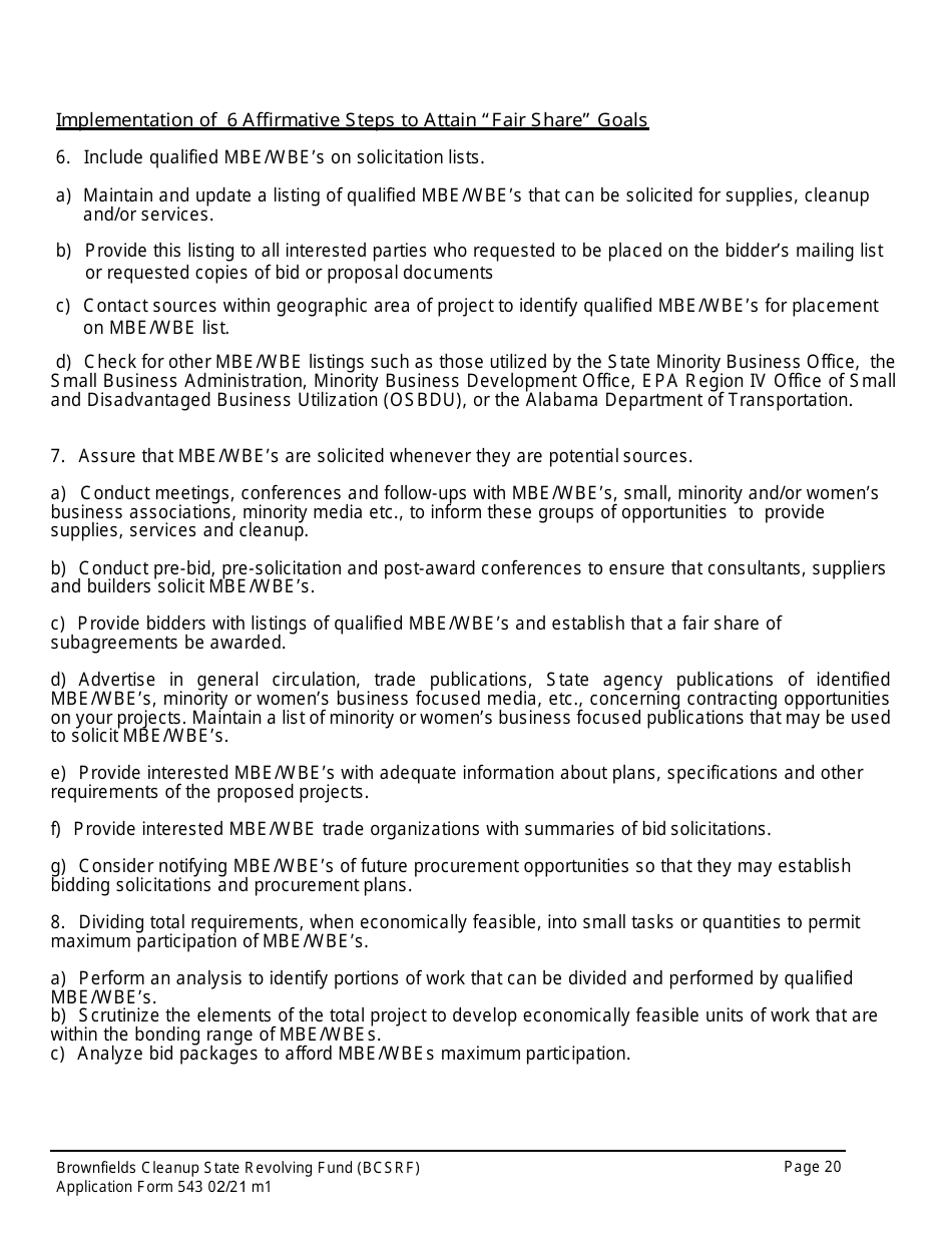 ADEM Form 543 Brownfields Cleanup State Revolving Fund Application Form - Alabama, Page 16