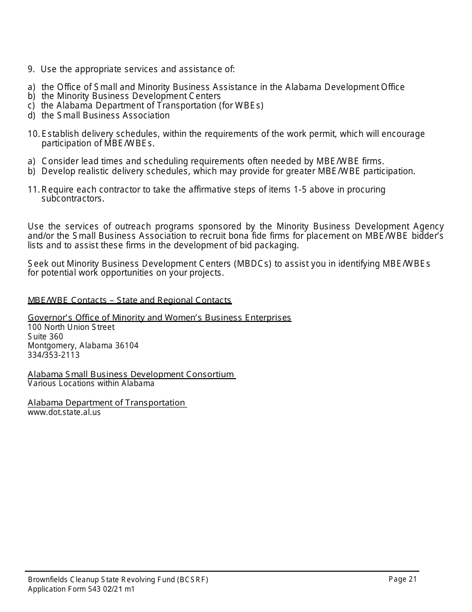 ADEM Form 543 Brownfields Cleanup State Revolving Fund Application Form - Alabama, Page 17