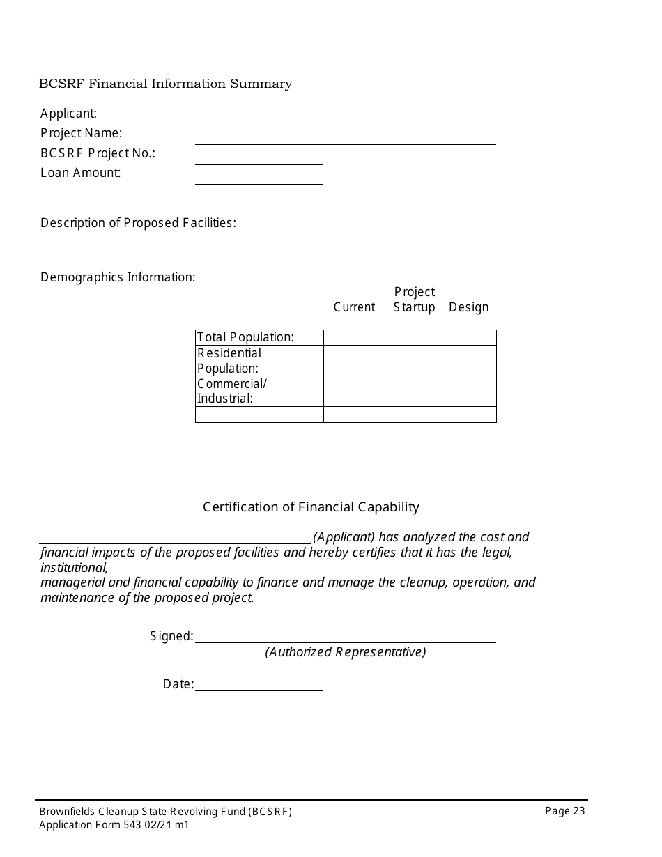 ADEM Form 543 Brownfields Cleanup State Revolving Fund Application Form - Alabama, Page 19
