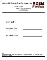 ADEM Form 543 Brownfields Cleanup State Revolving Fund Application Form - Alabama
