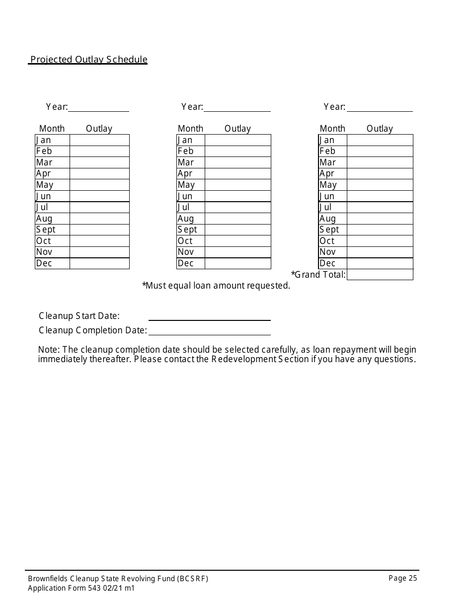 ADEM Form 543 Brownfields Cleanup State Revolving Fund Application Form - Alabama, Page 21
