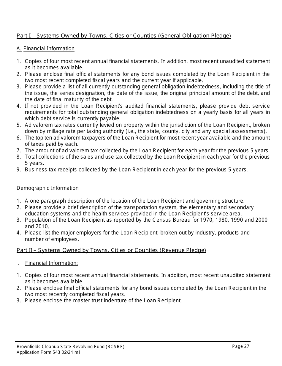 ADEM Form 543 Brownfields Cleanup State Revolving Fund Application Form - Alabama, Page 23