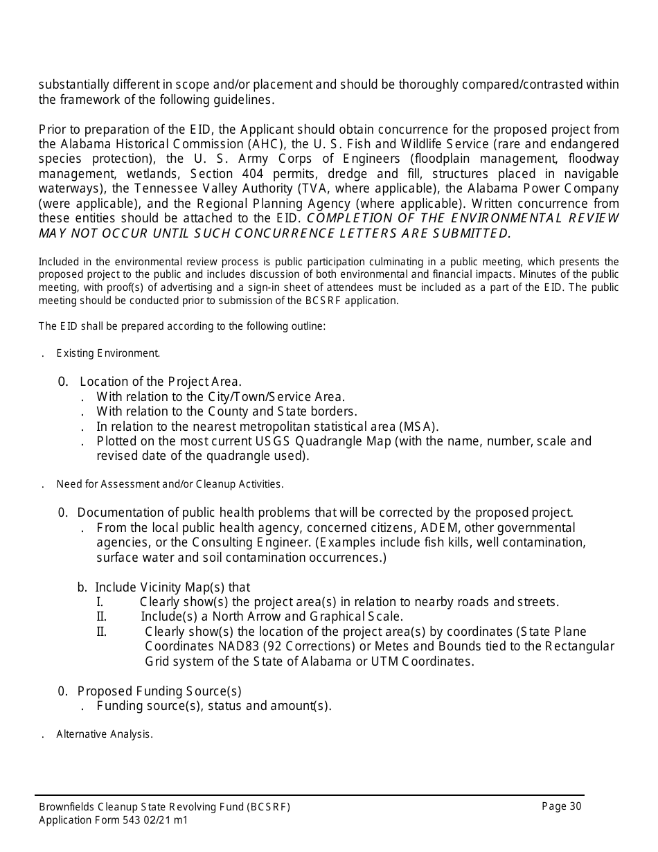 ADEM Form 543 Brownfields Cleanup State Revolving Fund Application Form - Alabama, Page 26