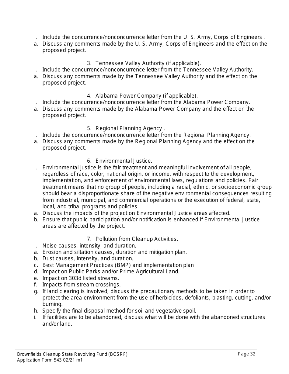 ADEM Form 543 Brownfields Cleanup State Revolving Fund Application Form - Alabama, Page 28