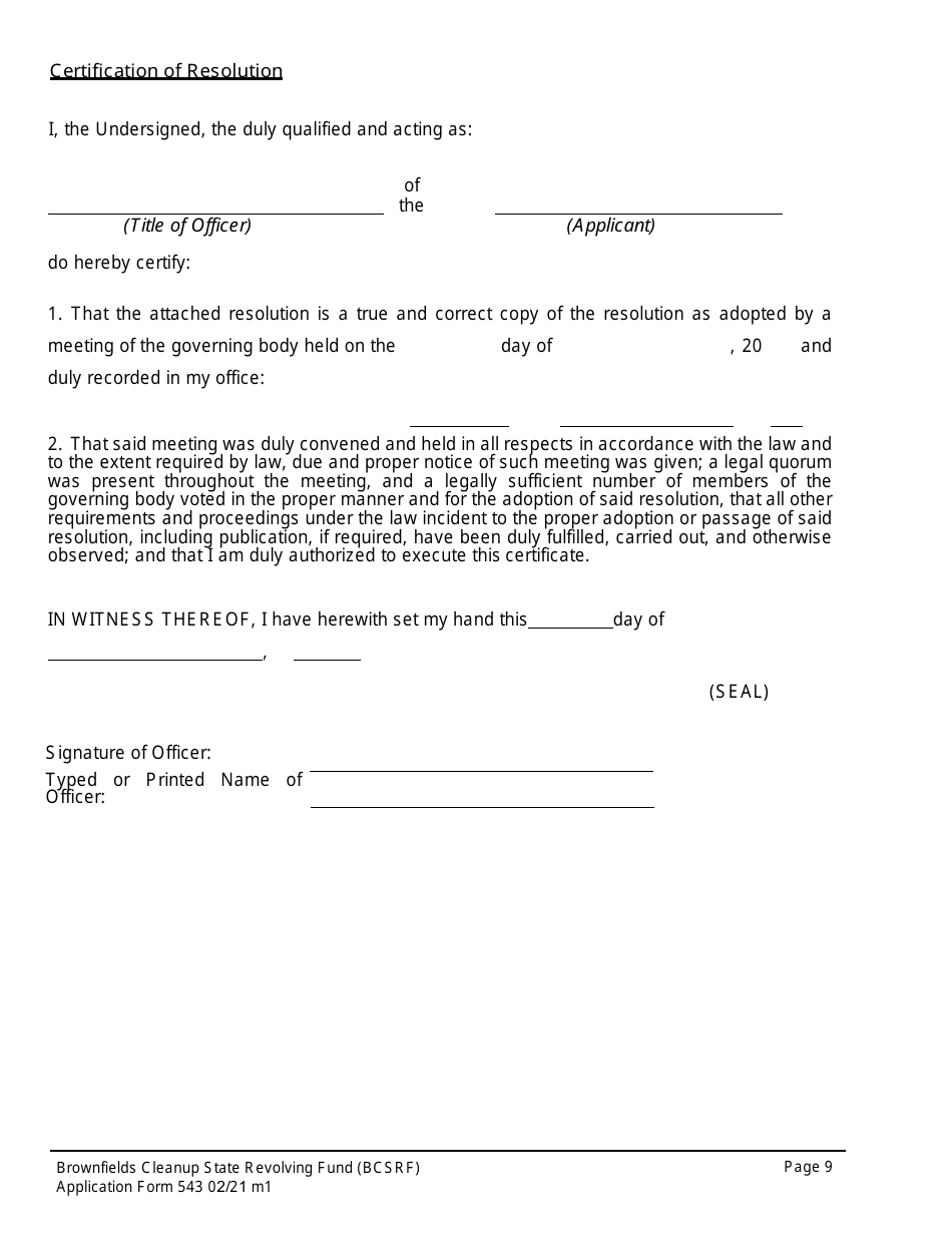 ADEM Form 543 Brownfields Cleanup State Revolving Fund Application Form - Alabama, Page 7