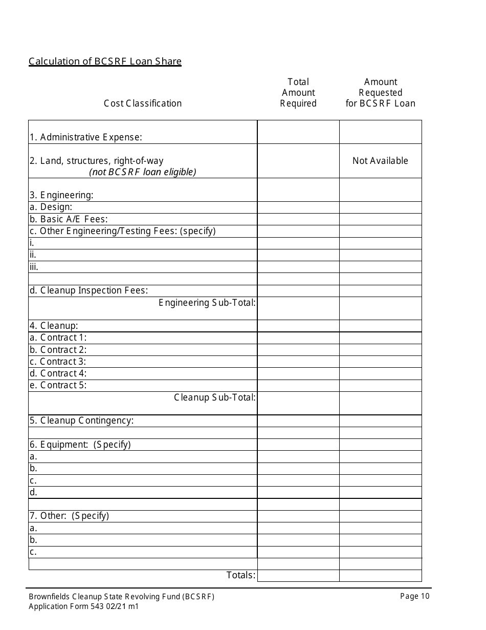 ADEM Form 543 Brownfields Cleanup State Revolving Fund Application Form - Alabama, Page 8
