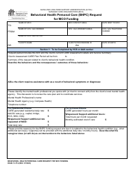 DSHS Form 13-712 Behavioral Health Personal Care (Bhpc) Request for Mco Funding - Washington