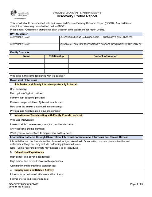 DSHS Form 11-180  Printable Pdf