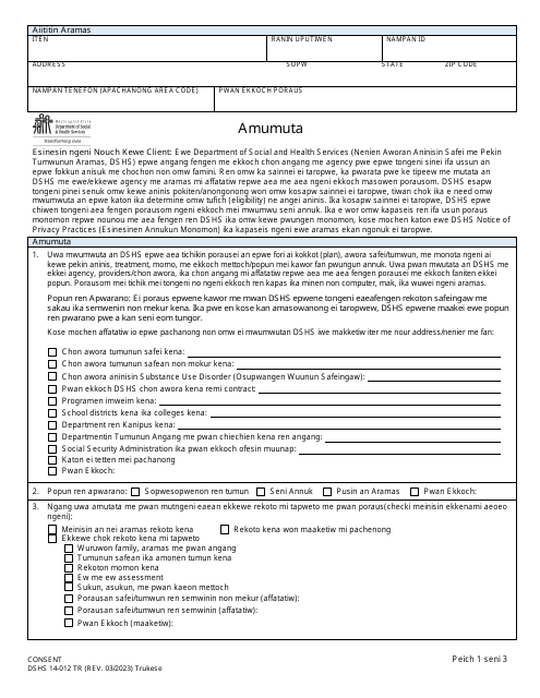 DSHS Form 14-012 Consent - Washington (Trukese)