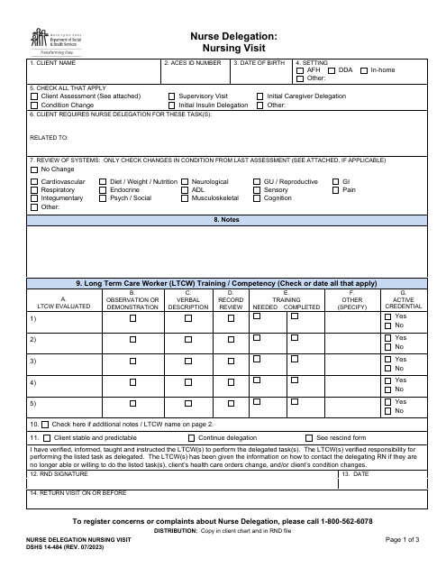 DSHS Form 14-484  Printable Pdf