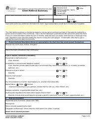 DSHS Form 15-358 Client Referral Summary - Washington