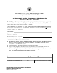 Document preview: DSHS Form 27-124 Provider-Owned Housing Memorandum of Understanding Residential Provider Attestation - Washington
