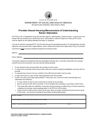 Document preview: DSHS Form 27-123 Provider-Owned Housing Memorandum of Understanding Renter Attestation - Washington