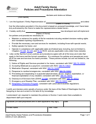 Document preview: DSHS Form 27-223 Adult Family Home Policies and Procedures Attestation - Washington