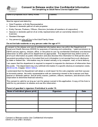 Document preview: DSHS Form 27-222 Consent to Release and/or Use Confidential Information for Completing an Adult Home License Application - Washington