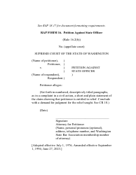 Document preview: RAP Form 16 Petition Against State Officer - Washington
