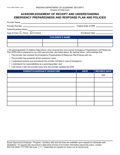 Form CCA-1198A  Printable Pdf