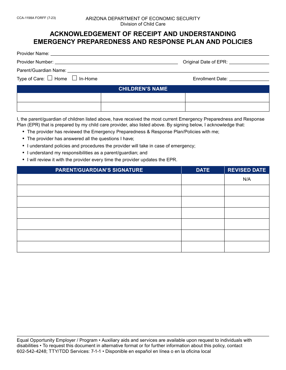 Form CCA-1198A - Fill Out, Sign Online and Download Fillable PDF ...