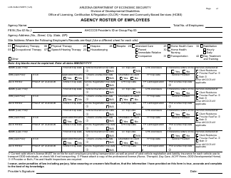 Document preview: Form LCR-1028A Agency Roster of Employees - Arizona
