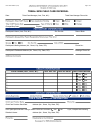 Document preview: Form CCA-1190A Tribal New Child Care Referral - Arizona