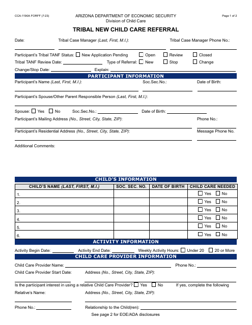 Form CCA-1190A  Printable Pdf